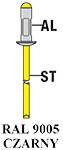 Nity kolorowe RAL9005 CZARNY Alu / Stal