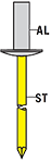 POP Nity zamknięte z dużym kołnierzem Alu / Stal