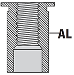 Tulejki z gwintem otwarte TYP SOA aluminiowe
