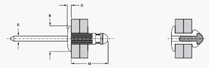Avex Splined 1610 Nity zrywalne z kołnierzem standardowym Stal / Stal