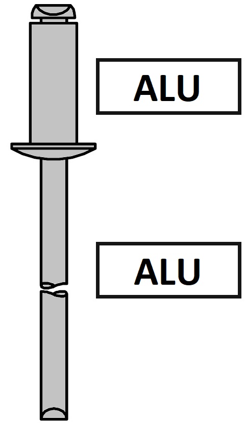 Nity otwarte AD ABS z kołnierzem kulistym Alu / Alu