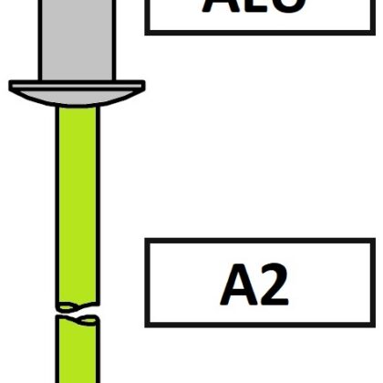 Nity otwarte TAPD SS z łbem kulistym Alu / A2